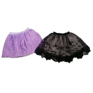 H&M Girls' Skirt Bundle Purple Pleated - Black Bat Tulle - Size 4-7